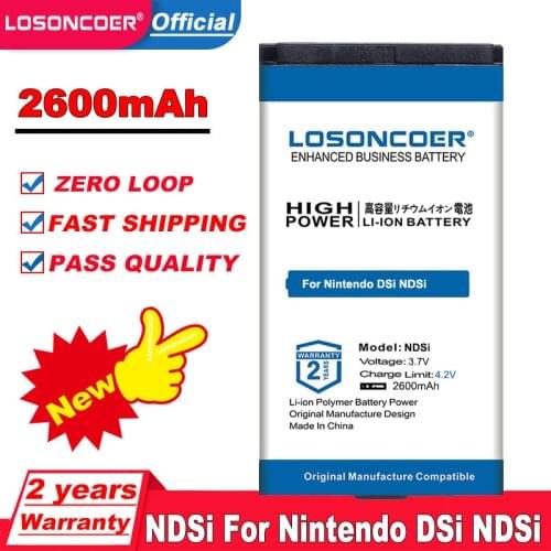 LOSONCOER 2600mAh Rechargeable Lithium-ion Battery For Nintendo DSi NDSi Replacement Battery
