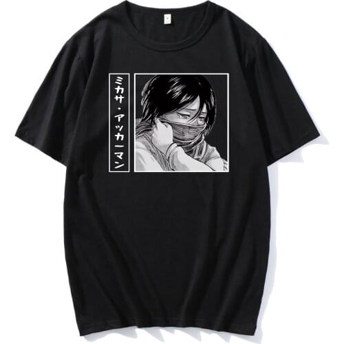 Attack on Titan Short Sleeved Men and Women T-shirt Anime Mikasa Ackerman Short Sleeved T-shirt Fashion Harajuku O Collar