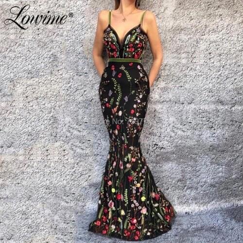 Hot Sale Long Elegant Black Women Arabic Evening Dresses 2019 Mermaid Dubai Formal Prom Dress Celebrity Party Gowns Custom Made