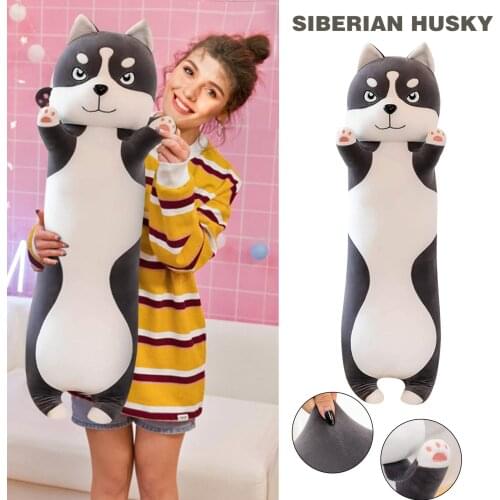 Husky Koala Panda Plush Toy Doll Hugging Pillow Cute Dog Long Striped Soft Stuffed Sleeping Cushion Long Pillow Birthday Gift