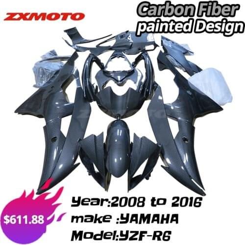 Carbon Fiber Paint Design Style Motorcycle Bodywork Full Fairing Kit For 2008 to 2016 YAMAHA YZF R6 08 09 2009 2010 2011 2012