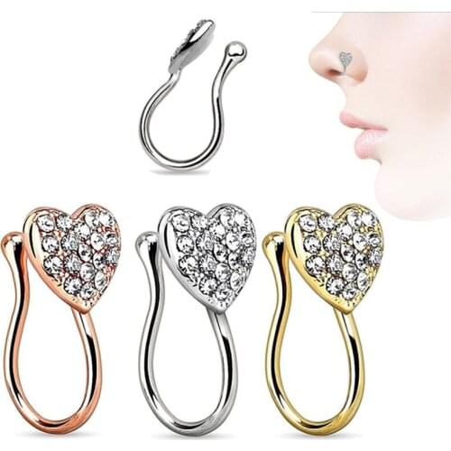 Fashion Unisex Nose Ring Reusable Fake Piercing Magnetic Horseshoe Non Piercing Hoop for Party Bars Body Piercing Jewelry