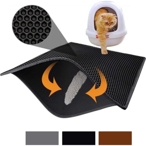 Pet Cat Litter Mat Double Layer EVA Non-slip Foldable Pad Cats Clean Accessories Sand Cat Toilet Leather Waterproof Clean Pad