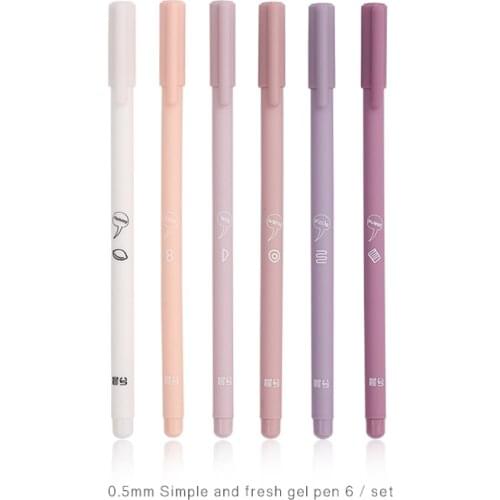 6pcs/set Creative cute morandi Simple small fresh gel pen kawaii Quick drying Cap neutral pen bullet journal supplies Graffiti