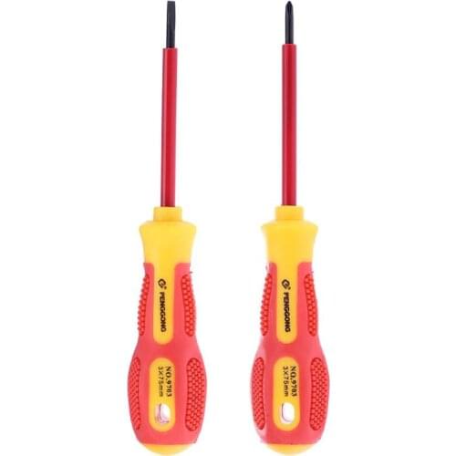 Multi-purpose Screwdriver PP+CR-V Insulated Magnetic Household Electricial Appliance Cross Straight Screwdriver Repair Hand Tool