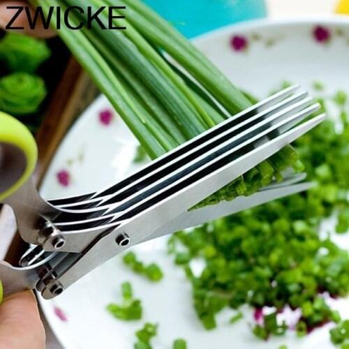 Multifunctional Muti Layers Stainless Steel Knives Multi-Layers KItchen Scissors Scallion Cutter Herb Laver Spices Cook Tool Cut
