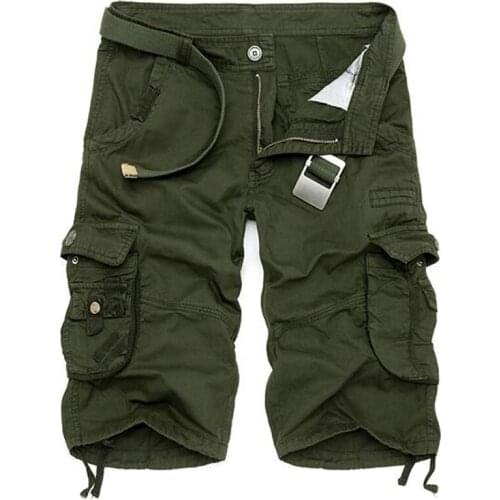 New 2016 Brand Mens Casual Shorts Camouflage Loose Shorts Men Large Size Multi-Pocket Military Shorts Overalls 9 Colors No Belt
