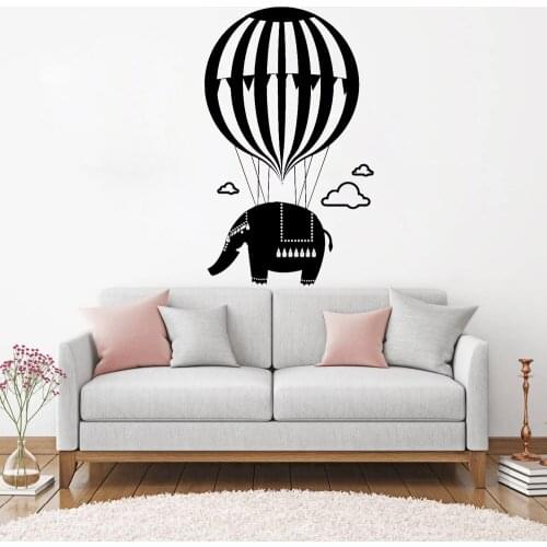 Elephant Hot Air Balloon Wall Stickers For Kids Children Room Home Interior Decor Unique Decal Nontoxic PVC Removable Wall LC084