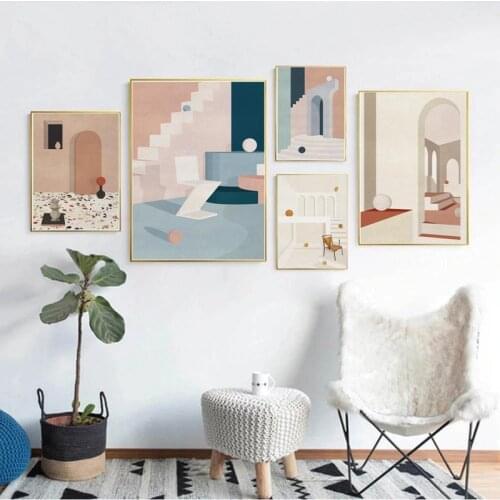 Nordic Decorative Painting Core Morandi Geometric Hanging Painting Minimalist Poster Canvas Print Picture for Home Bedroom Decor