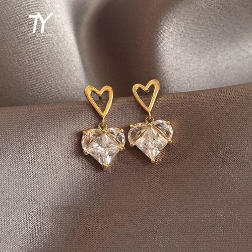 2021 New Exclusive Luxury Small Peach Heart Drop Earrings For Woman Korean Fashion Jewelry Wedding Party Girls Unusual Earrings