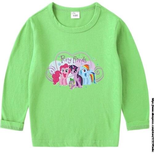 New Boys and Girls Long-sleeved T-shirt Childrens Spring and Autumn My Little Baby girl pony Tee Baby Cotton Top