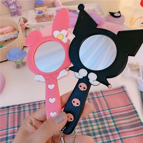 Lovely Red Handheld Mirror Cosmetic Makeup Tool with Handle for Women Girls