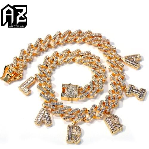 AZ Hip Hop Custom Letter Necklace Charm Name Customia Pendant Copper Zircon Accessories DIY Women Jewelry Free Shipping