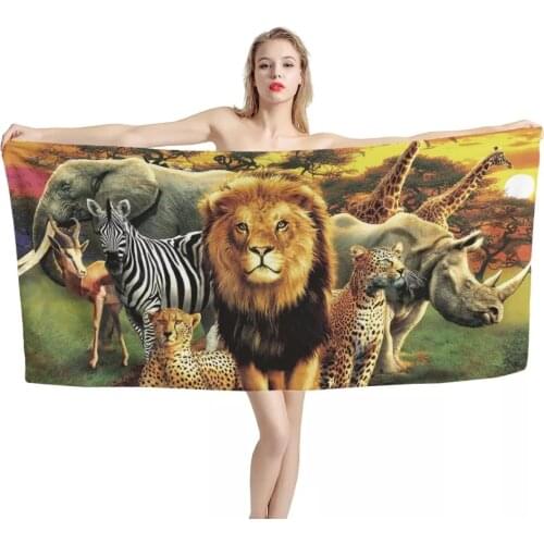 Upetstory Animal Zebra Giraffe Bath Towel Microfiber Super Soft Absorbent Quick-drying Shower Towels for Adult Kids 75X150CM