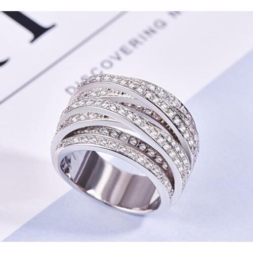 Drop Shipping Top Sell Classical Jewelry 10KT White Gold Fill Pave White 5A Cubic Zircon CZ Women Wedding Band Cross Ring Gift