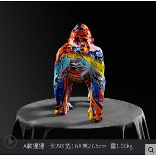 Painting manual Gorilla ornaments Resin handicraft furniture office study home animal sculpture Colorful dog decoration