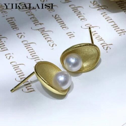 YIKALAISI 4-5mm Round Natural Freshwater Pearl Earrings Jewelry For Women 925 Sterling Silver Oval Stud Earrings Wholesales