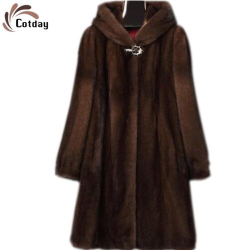 Cotday X-Long Fashion Casual New Women Faux Mink Fur Coat With Female Fur Mink Coat Hot Sale Factory Winter Warm Coats