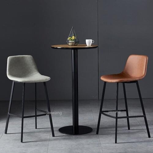 Nordic Leisure Wrought Iron High Bar Stool Cafe Back Metal Bar Chair Home Industrial Style Bar Stools Restaurant Dining Chair