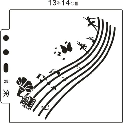 14.1*13 staff Music stencils Cover template spray plastic mold shield DIY cake hollow Embellishment printing lace ruler