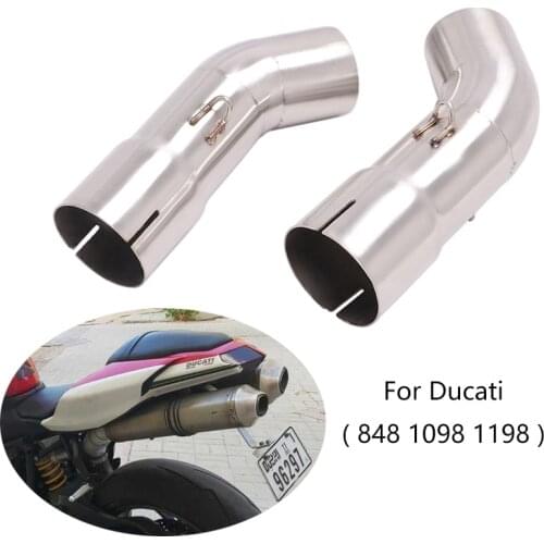 For Ducati 848 1098 1198 Exhaust Pipe Motorcycle Mid Link Tube Slip On 51mm Muffler Escape Left Right Stainless Steel of 304