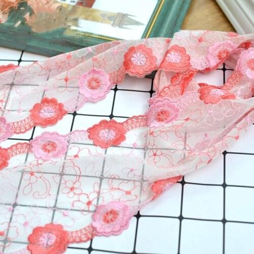 22Meters Embroidered Lace Trim Flower Bilateral Tulle Fabric Ribbon For Lingerie Underwear Bra Dolls Dress Decor Handmade DIY