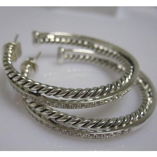 925 Silver Jewelry XL Pave Diamond Earrings Fine Jewelry XL Black Diamond Graphite Ice Earrings Design Earring Christmas Gifts