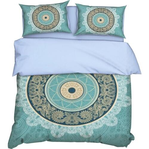 YuXiu 3D National Style Printing Duvet Covers 3Pcs Sets Blue Bedding Set Bed Linen Cover Pillowcases King Queen Full Twin size