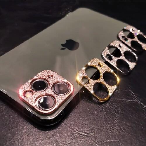 Luxurious 3D Glitter Diamond Bling Rhinestone Camera Lens Protector For iPhone 11 12 Mini Pro Max Camera Protector Screen Cover