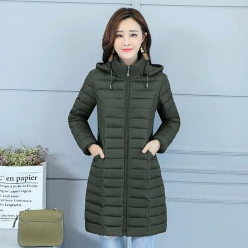 Womens winter cotton clothes 2019 winter long down jacket slim jacket Plus size hooded Cotton aphid Polyester