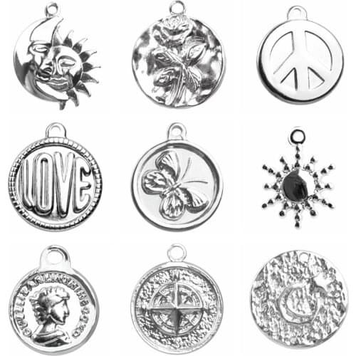 10pcs Sun Butterfly Love Stainless Steel Pendants For Women Men Without Chain Necklace Earrings Charms In Bulk Handmade Material