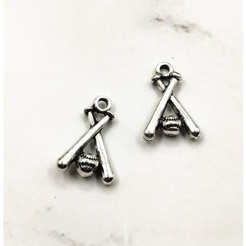 10pcs antique silver Baseball shape alloy charm pendant fit jewelry making 18x13mm wholesale