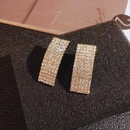 14K Yellow Gold Diamond Earrings for Women Squary Rock Pary Stud Earrings Queens Club Luxury Fashion Fine Jewelry Women