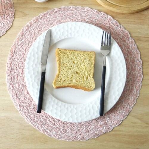 2Pcs Table Mat Non-Slip Napkin Disc Bowl Round Placemats PP Waterproof Dining Pads Drink Cup Coasters Kitchen Decoration
