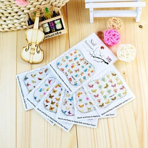 30pcs/Set 3D Tips Gold Nail Stickers Metallic Colorful Butterfly Design Self-adhesive Nail Art Stickers Decals Decoration NTK27