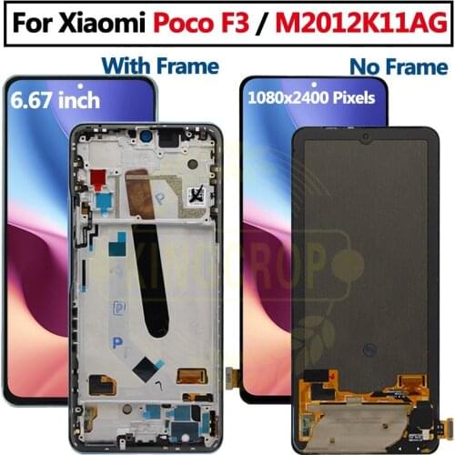 6.67 Super Amoled For Xiaomi Poco F3 M2012K11AG LCD Display Screen Frame+Touch Screen Panel Digitizer For Pocophone F3 Display