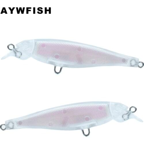 AYWFISH 20PCS A Lot Unpainted Minnow 80mm 6.2g Slatwater Floating Bass Fishing Tackle Holographic Inside Hard Plastic Bait Blank