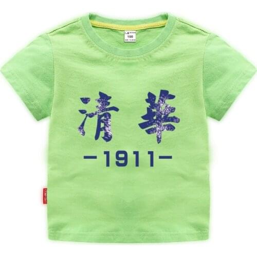 Childrens Short Sleeve T-shirt Summer Kid Boys Chinese Letter T-shirt Girls Cotton Tops Tee Children Clothes 1-12 Years Old