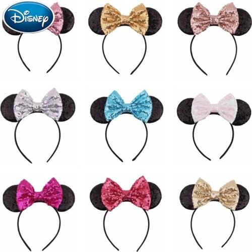 Disney Sequins Bow Headband Mickey Ears Heaband Cosplay DIY Gilrs Hair Accessories For Women Headwear Party Decoration