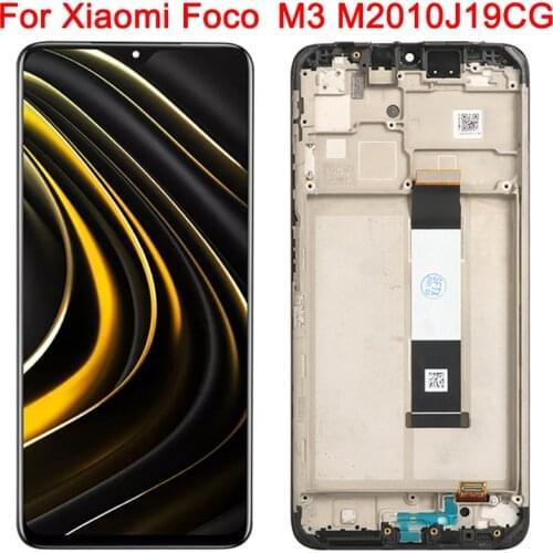 Original Display For Xiaomi Poco M3 Display With Frame 6.53" 10 Touch Pocophone M3 M2010J19CG LCD Touch Screen Display Parts