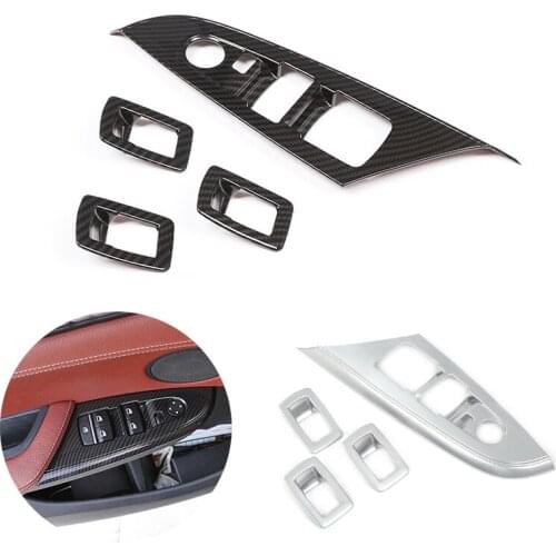 For BMW X3 F25 X4 F26 2013 2014 2015 2016 2017 Carbon Fiber Texture / Sliver Car Window Lift Switch Button Panel Cover Decor