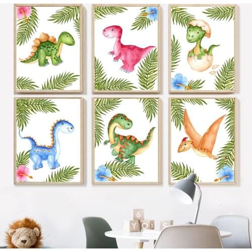 Jungle Dinosaur Egg Nursery Wall Art Canvas Painting Nordic Posters And Prints Jurassic Decoration Pictures Baby Kids Bedroom