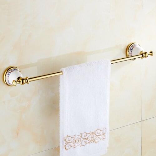 European antique bathroom towel bars gold, Brass toilet wall hanging towel rack shelf vintage, Art copper single towel bars rack