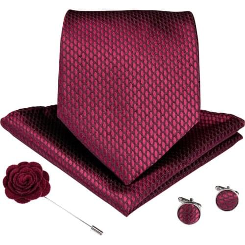 DiBanGu Burgundy Red Mens Tie 8cm Width 100% Slik Ties Gravatas For Men Wedding Party Business Custom Logo Man Ties Gift MJ-1464