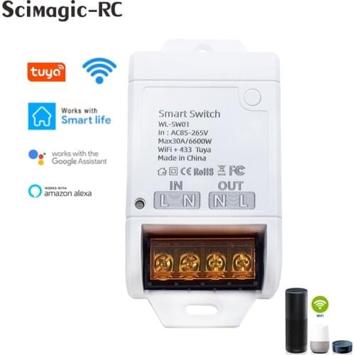 Tuya/Smart Life App Voice Control Wifi Module 433MHz Receiver lnching Switch For Door,Garage,Elevator,Rolling door,Computer