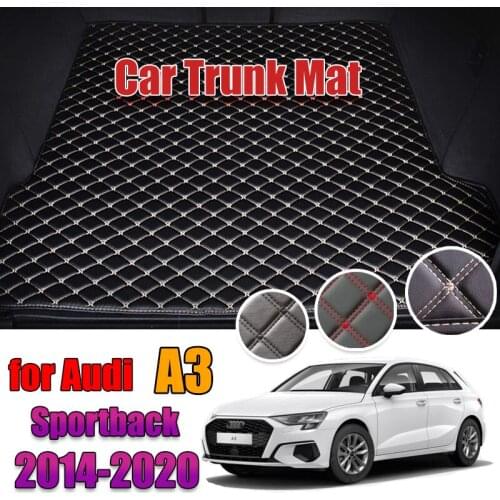 Custom Leather Car Trunk Mats For Audi A3 Sportback 2014-2020 Rear Trunk Floor Mat Tray Carpet Mud