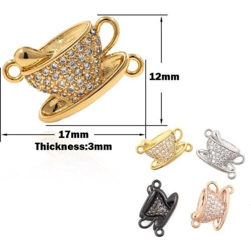 Coffee Cup Connector Pendant Necklace Charm DIY Friendship Bracelet Making Accessories