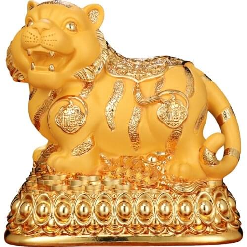 Golden Tiger Piggy Bank Feng Shui Crafts Home Decorations Opening Gifts Figurines Miniatures Ornaments Statues Sculptures