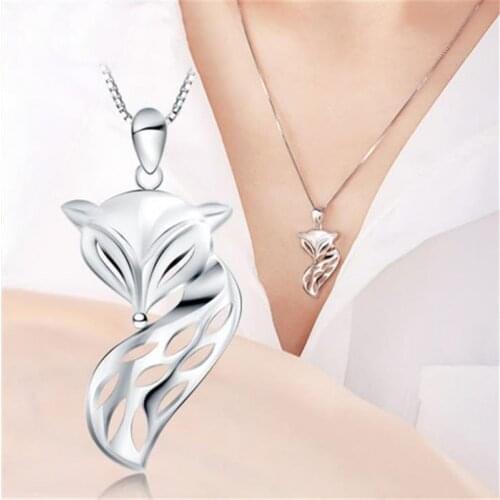 Trendy 925 Sterling Silver Necklace For Women Accessories Exquisite Hollow Fox Pendant Necklace Female Lady Jewelry Fashion