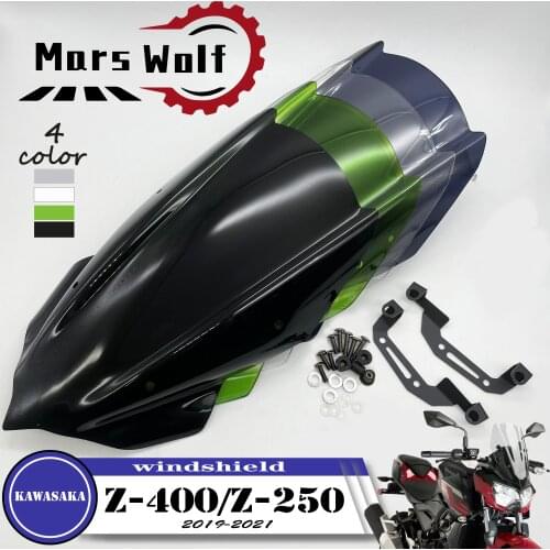 Motorcycle Sports Windshield WindScreen Visor Viser Fits For Kawasaki Z250 Z400 2019 2020 2021 Double Bubble 19-21